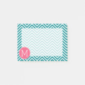 Post-it® Motif Girl Chevron avec Monogramme - Turquoise ros (Devant)
