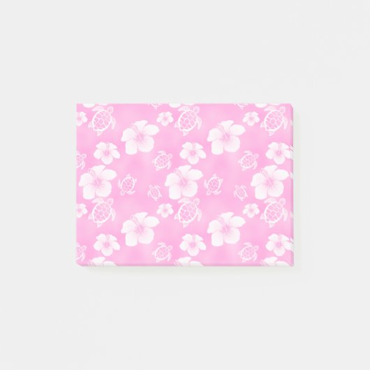 Post-it® Motif hawaïen de Honu de ketmie rose (Devant)