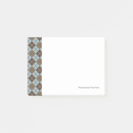 Post-it® Motif Jacquard en bleu et en taupe (Devant)