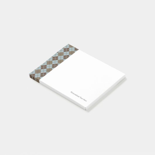 Post-it® Motif Jacquard en bleu et en taupe (Incliné)