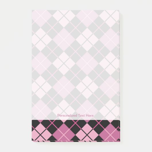 Post-it® Motif Jacquard en noir et rose (Devant)
