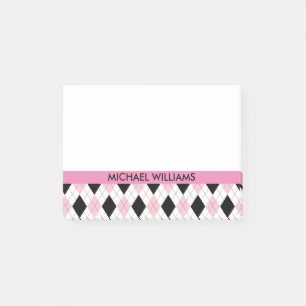 Post-it® Motif Jacquard rose et noir avec bandes roses