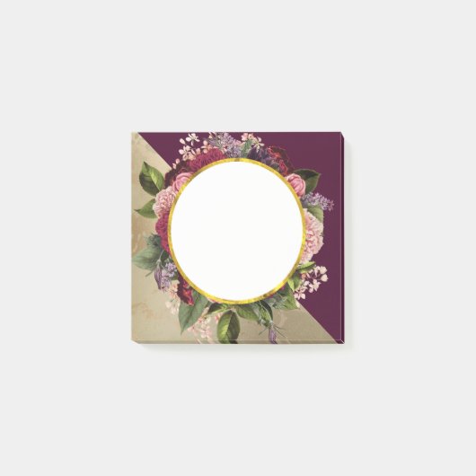 Post-it® Motif Marbre Doré et Fleurs Bourguignonnes (Devant)