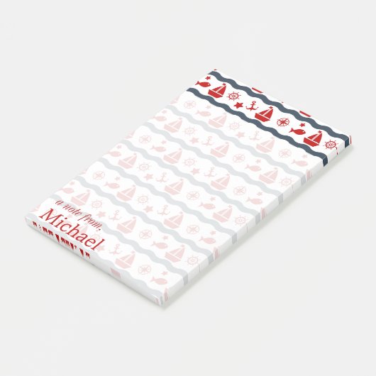 Post-it® Motif maritime de la Cute| Ajouter votre nom (Incliné)
