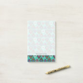 Post-it® motif mignon de plume de paon (Sur un bureau)