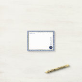 Post-it® Motif Moderne Géométrique Bleu Et Blanc (Sur un bureau)