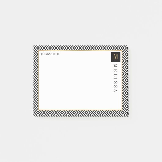 Post-it® Motif moderne géométrique noir et blanc (Devant)