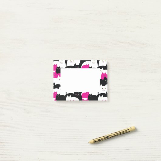Post-it® Motif moderne mignon de chat de Kitty (Sur un bureau)