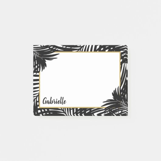 Post-it® Motif moderne Tropical Noir et Blanc Palm Tree (Devant)