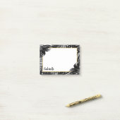 Post-it® Motif moderne Tropical Noir et Blanc Palm Tree (Sur un bureau)