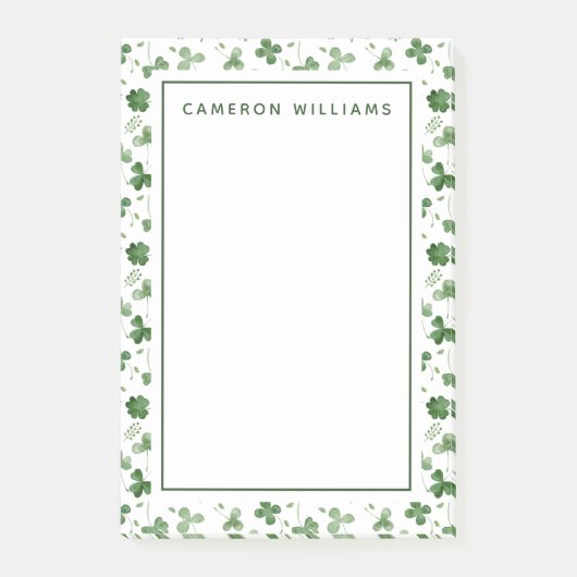 Post-it® Motif mou de shamrock d'aquarelle (Devant)