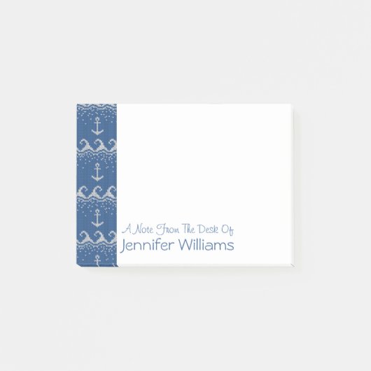 Post-it® Motif Nautical Knit| Ajouter votre nom (Devant)