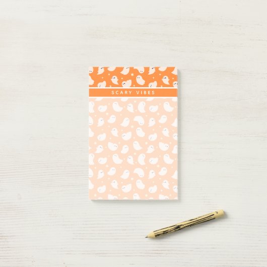 Post-it® Motif Orange Fantôme Gribouillis (Sur un bureau)