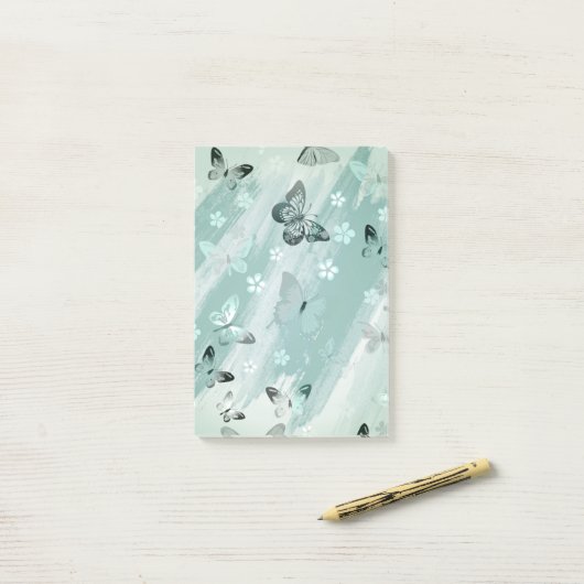 Post-it® Motif papillon 9 (Sur un bureau)