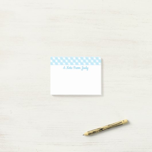Post-it® Motif Pastel Blue En vichy (Sur un bureau)