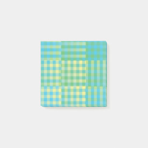 Post-it® Motif Patchwork Damier Vert Bleu Jaune