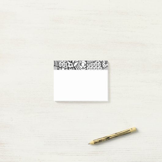 Post-it® Motif Patchwork Noir & Blanc 02 (Sur un bureau)