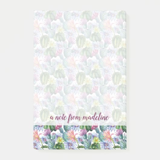 Post-it® Motif peint à la main de cactus d'aquarelle (Devant)