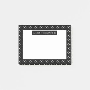 Post-it® Motif Points Blancs sur Fond Noir Texte Personnali