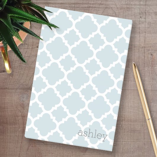 Post-it® Motif Quatrefoil bleu clair Nom personnalisé