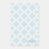 Post-it® Motif Quatrefoil bleu clair Nom personnalisé (Devant)