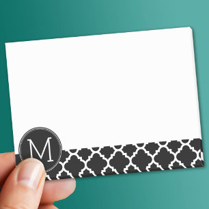 Post-it® Motif Quatrefoil noir et blanc Monogramme personna