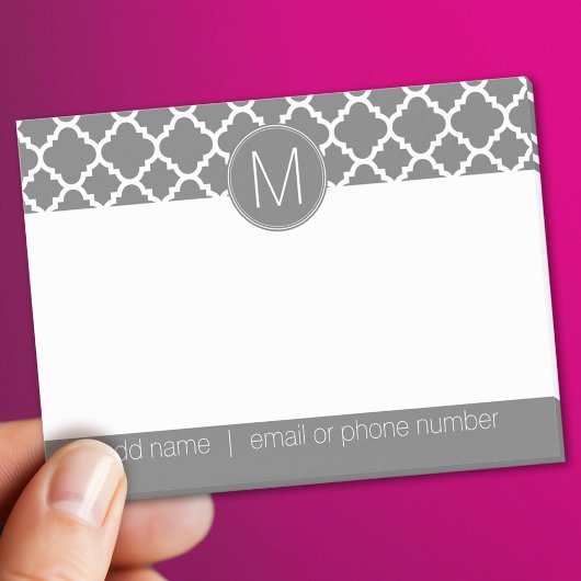 Post-it® Motif Quatrefoil tendance avec monogramme personna