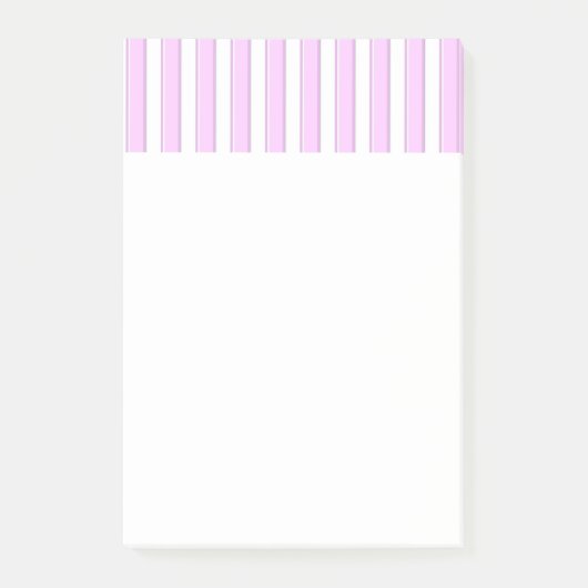 Post-it® Motif Rayures Rose Blanc 4" x 6" Stickies (Devant)
