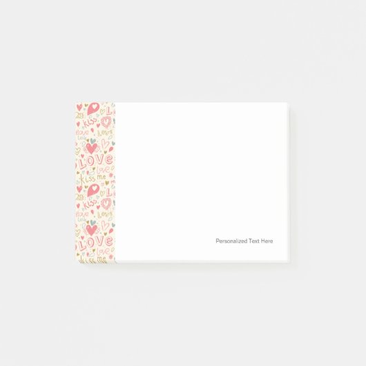 Post-it® Motif romantique avec des coeurs et des lèvres (Devant)