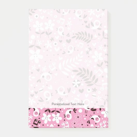 Post-it® motif rose des oiseaux et des fleurs mignons (Devant)