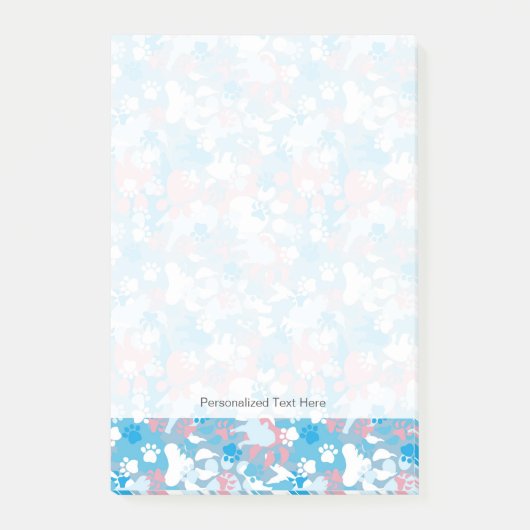 Post-it® Motif rose et bleu de chien de camouflage (Devant)