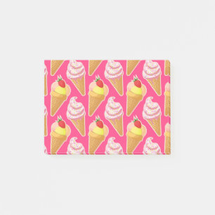 Post-it® Motif rose Kawaii avec crème glacée aux fraises