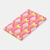 Post-it® Motif rose Kawaii avec crème glacée aux fraises (Incliné)