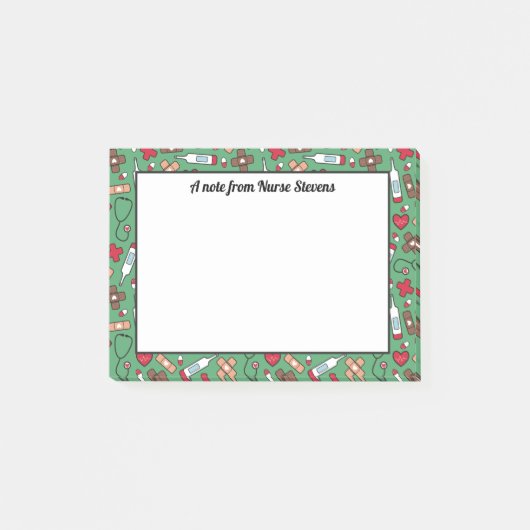 Post-it® Motif rouge vert mignon - Une note de l'infirmière (Devant)
