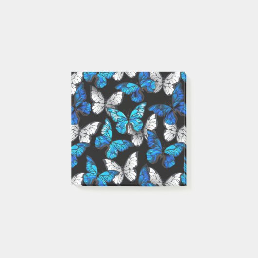 Post-it® Motif sans couleur foncée avec papillons bleus Mor (Devant)