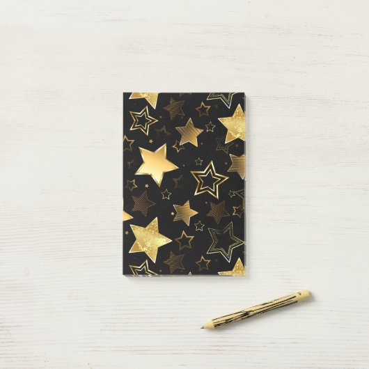 Post-it® Motif sans couture avec étoiles d'or (Sur un bureau)
