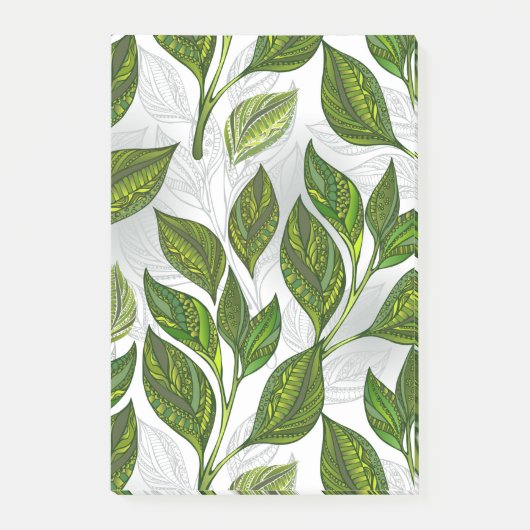 Post-it® Motif sans couture avec Feuilles de thé vert (Devant)