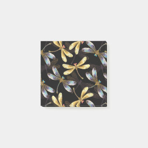 Post-it® Motif sans couture avec libellules d'or