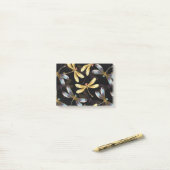 Post-it® Motif sans couture avec libellules d'or (Sur un bureau)