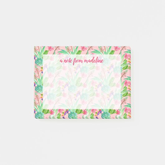 Post-it® Motif se développant de Succulents d'aquarelle (Devant)