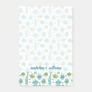 Post-it® Motif succulent d'aquarelle verte et bleue
