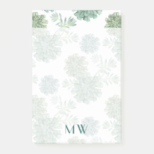 Post-it® Motif succulent du bonheur d'usine du monogramme