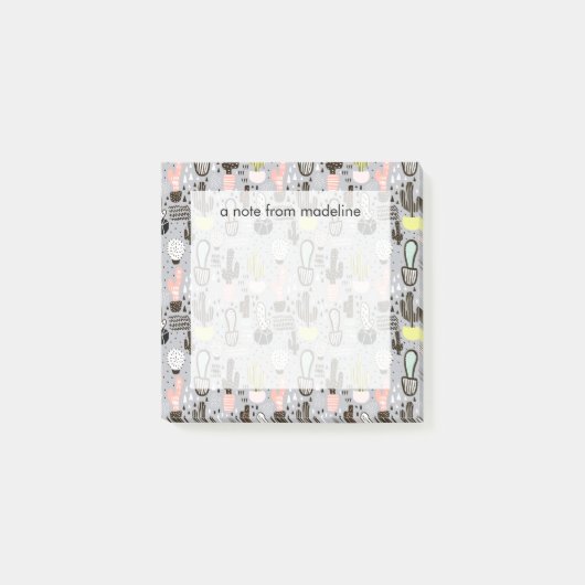 Post-it® Motif texturisé tiré par la main de cactus (Devant)