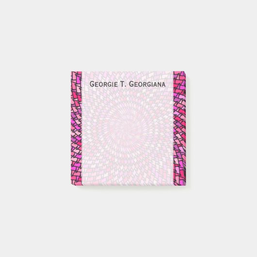 Post-it® Motif tourbillonnant rose et pourpre Girly + Nom (Devant)