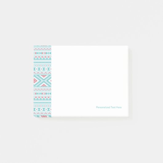 Post-it® Motif tribal Aztec Turquoise et rose (Devant)