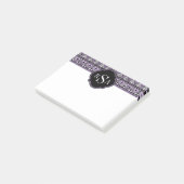 Post-it® Motif tribal noir violet monogramme (Incliné)