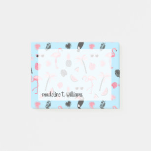 Post-it® Motif tropical d'été rose et bleu