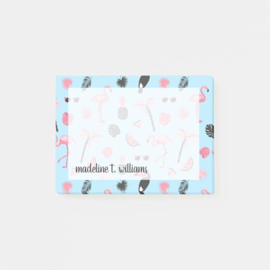 Post-it® Motif tropical d'été rose et bleu (Devant)