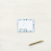 Post-it® Motif tropical d'été rose et bleu (Sur un bureau)