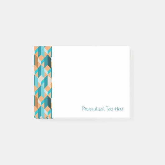 Post-it® Motif turquoise et orange de formes (Devant)